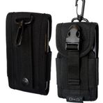 TechDealsUK Evrensel Cep telefonu/(ile kemer halkası ve karabina kancalı, Army-Stil), siyah Sony Ericsson Xperia Arc S X12 D5-POUCH