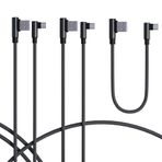 TECHGEAR USB-C Kablosu [3'lü Paket] USB C 90 Derece Dik Açılı Geri Dönüşümlü Hızlı Şarj Kablosu Huawei P30, Moto G7, Samsung S20 Modelleri, S10 S9 A20e A40 A51 A50 A71 A70, Pixel 4 OnePlus 7 vb Siyah