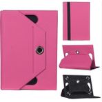 Techion General Mobile E-Tab 4 10.1 Dönerli Stand Olabilen Suni Deri Tablet Kılıfı - Pembe
