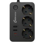 Techmaster 2 USB + Type-C Akım ve Çocuk Korumalı 3lü Kare Priz 2mt