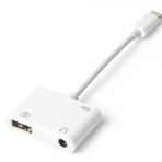 Techmaster iPhone Lightning 3.5 mm Kulaklık ve USB 3.0 Kamera Hub Adaptör