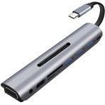Techmaster Type-C 9in1 4K 3 Usb Şarj Girişli Hdmi Vga Micro SD TF Kulaklık