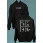 Techno Festival Music House Periyodik Tablo Ön ve Arka Baskılı Sweatshirt Unisex Kapüşonlu Hoodie Siyah