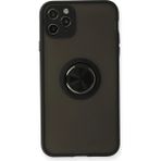 Techno Guru iPhone 11 Pro Kılıf Arkası Buz Tasarımlı ve Yüzüklü Kenarları Renkli Şık Montreal Yüzüklü Silikon Kapak - Siyah