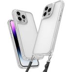 Techno Guru iPhone 13 Pro Kılıf Şeffaf Boyun Askılı ve Askı Aparatlı Snap Silikon Kapak