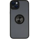 Techno Guru iPhone 14 Kılıf Arkası Buz Tasarımlı ve Yüzüklü Kenarları Renkli Şık Montreal Yüzüklü Silikon Kapak - Siyah