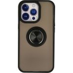 Techno Guru iPhone 15 Pro Kılıf Arkası Buz Tasarımlı ve Yüzüklü Kenarları Renkli Şık Montreal Yüzüklü Silikon Kapak - Siyah
