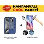 Techno Guru iPhone 15 Pro Max Magsafe Kılıf ve Ekran Koruyucu Içerikli Ekonomik Paket - Lacivert