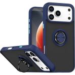 Techno Guru iPhone 17 Pro Kılıf Arkası Buz Tasarımlı ve Yüzüklü Kenarları Renkli Şık Montreal Yüzüklü Silikon Kapak - Lacivert