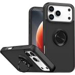 Techno Guru iPhone 17 Pro Max Kılıf Arkası Buz Tasarımlı ve Yüzüklü Kenarları Renkli Şık Montreal Yüzüklü Silikon Kapak - Siyah