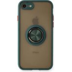 Techno Guru iPhone 8 Kılıf Arkası Buz Tasarımlı ve Yüzüklü Kenarları Renkli Şık Montreal Yüzüklü Silikon Kapak - Yeşil