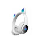 Techno Guru Mobify Kedi Kulağı Tasarımlı Rgb Işıklı Katlanabilir L400 Bluetooth Kulaklık Beyaz