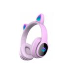 Techno Guru Mobify Kedi Kulağı Tasarımlı Rgb Işıklı Katlanabilir L400 Bluetooth Kulaklık Mor