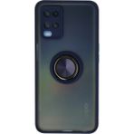 Techno Guru Oppo A54 4g Kılıf Arkası Buz Tasarımlı ve Yüzüklü Kenarları Renkli Şık Montreal Yüzüklü Silikon Kapak - Lacivert