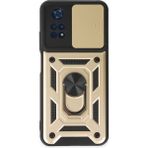 Techno Guru Poco M4 Pro 4g Kılıf Kamera Koruma Sürgülü Şık Pars Tank Sert Silikon Kapak - Gold