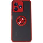 Techno Guru Realme C53 Kılıf Arkası Buz Tasarımlı ve Yüzüklü Kenarları Renkli Şık Montreal Yüzüklü Silikon Kapak - Kırmızı