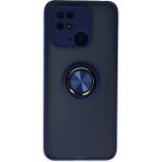 Techno Guru Redmi 10C Kılıf Arkası Buz Tasarımlı ve Yüzüklü Kenarları Renkli Şık Montreal Yüzüklü Silikon Kapak - Lacivert