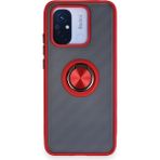 Techno Guru Redmi 12C Kılıf Arkası Buz Tasarımlı ve Yüzüklü Kenarları Renkli Şık Montreal Yüzüklü Silikon Kapak - Kırmızı
