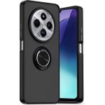 Techno Guru Redmi 14C Kılıf Arkası Buz Tasarımlı ve Yüzüklü Kenarları Renkli Şık Montreal Yüzüklü Silikon Kapak - Siyah