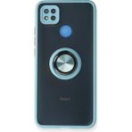 Techno Guru Redmi 9c Kılıf Arkası Buz Tasarımlı ve Yüzüklü Kenarları Renkli Şık Montreal Yüzüklü Silikon Kapak - Buz Mavisi