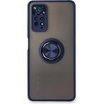 Techno Guru Redmi Note 11 Pro Kılıf Arkası Buz Tasarımlı ve Yüzüklü Kenarları Renkli Şık Montreal Yüzüklü Silikon Kapak - Lacivert