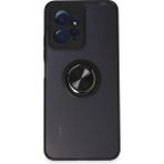 Techno Guru Redmi Note 12 4g Kılıf Arkası Buz Tasarımlı ve Yüzüklü Kenarları Renkli Şık Montreal Yüzüklü Silikon Kapak - Siyah