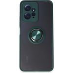 Techno Guru Redmi Note 12 4g Kılıf Arkası Buz Tasarımlı ve Yüzüklü Kenarları Renkli Şık Montreal Yüzüklü Silikon Kapak - Yeşil