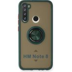 Techno Guru Redmi Note 8 Kılıf Arkası Buz Tasarımlı ve Yüzüklü Kenarları Renkli Şık Montreal Yüzüklü Silikon Kapak - Yeşil
