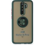 Techno Guru Redmi Note 8 Pro Kılıf Arkası Buz Tasarımlı ve Yüzüklü Kenarları Renkli Şık Montreal Yüzüklü Silikon Kapak - Yeşil