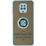 Techno Guru Redmi Note 9 Pro Kılıf Arkası Buz Tasarımlı ve Yüzüklü Kenarları Renkli Şık Montreal Yüzüklü Silikon Kapak - Buz Mavisi