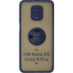 Techno Guru Redmi Note 9 Pro Kılıf Arkası Buz Tasarımlı ve Yüzüklü Kenarları Renkli Şık Montreal Yüzüklü Silikon Kapak - Lacivert