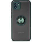 Techno Guru Samsung Galaxy A03 Kılıf Arkası Buz Tasarımlı ve Yüzüklü Kenarları Renkli Şık Montreal Yüzüklü Silikon Kapak - Yeşil