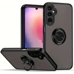 Techno Guru Samsung Galaxy A56 Kılıf Arkası Buz Tasarımlı ve Yüzüklü Kenarları Renkli Şık Montreal Yüzüklü Silikon Kapak - Siyah