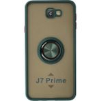 Techno Guru Samsung Galaxy J7 Prime Kılıf Arkası Buz Tasarımlı ve Yüzüklü Kenarları Renkli Şık Montreal Yüzüklü Silikon Kapak - Yeşil