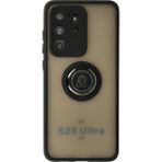 Techno Guru Samsung Galaxy S20 Ultra Kılıf Arkası Buz Tasarımlı ve Yüzüklü Kenarları Renkli Şık Montreal Yüzüklü Silikon Kapak - Siyah