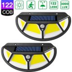 Technojet 2 Adet 122 Ledli Oval Cob LED Solar Güneş Enerjili Bahçe Lambası Hareket Sensörlü Şarj Olabilen - Sarı