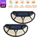 Technojet 2 Adet Solar 102 Ledli Oval 3 Modlu Güneş Enerjili Bahçe Aydınlatması Lamba Hareket Sensörlü - Sarı