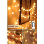 Technojet 20 Ledli Kumandalı 8 Modlu Dekoratif Top Led Yılbaşı Süsü Ağaç Süsleme Parti Organizasyon