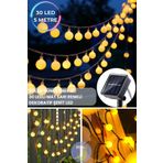 Technojet 30 Led 6m Solar Led Sarı Işık Güneş Enerjili Bahçe Teras Balkon Ağaç Lambası Aydınlatma