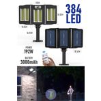 Technojet 384 Ledli Solar Güneş Enerjili Kumandalı Hareket Sensörlü Bahçe Aydınlatma Sokak Lambası
