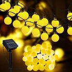 Technojet 50 Led 7m Solar Led Sarı Işık Güneş Enerjili Bahçe Teras Balkon Ağaç Lambası Aydınlatma Sarı