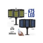 Technojet 675ledli Solar Bahçe Aydınlatması Projektör Sokak Lambası Hareket Sensörlü Güneş Enerjili