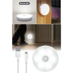 Technojet Akıllı Hareket Sensörlü USB Şarjlı Kablosuz Spot Led, Gece Lambası - 12,0 x 11,0 x 3,0 cm - Beyaz