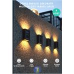Technojet Çift Taraflı Modern Solar Güneş Enerji Bahçe Aydınlatma Aplik Sarı Işık Led Lamba 4 Adet