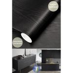 Technojet Kendinden Yapışkanlı Ahşap Görünümlü Mutfak Banyo Tezgah Duvar Dolap Masa Kaplama 60x100cm 001 siyah