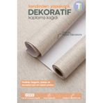 Technojet Kendinden Yapışkanlı Dokulu Keten Görünümlü Mutfak Salon Duvar Dolap Masa Kaplama 60 x 500 cm - Bej