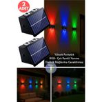 Technojet Solar Güneş Enerjili 4 Ledli Bahçe Aydınlatması Aplik Rgb Işık Led Lamba 2 Adet Siyah