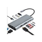 TECHNOMEN 11 In 1 Type-c To Usb Hub Port Uyumlu Adaptör Hdmı 4x Usb Lan Vga Sd Card Çevirici Çoklayıcı