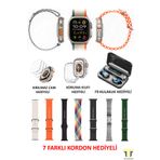 TECHNOMEN Akıllı Saat Y60 Ultra Plus Bluetooth Kulaklık F9 7 Kordon Kasa Koruma Kırılmaz Cam Hediyeli
