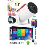 TECHNOMEN Taşınabilir Sinema Projektörü 1280 * 720P Ev Sineması Bluetooth Android 11 Akıllı Projeksiyon Wifi